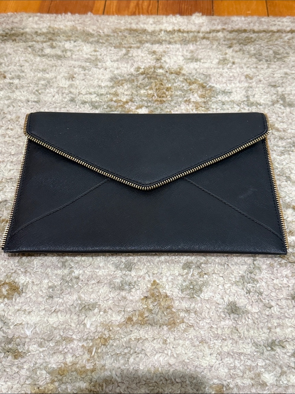 Rebecca Minkoff Black Envelope Clutch with Gold Zipper